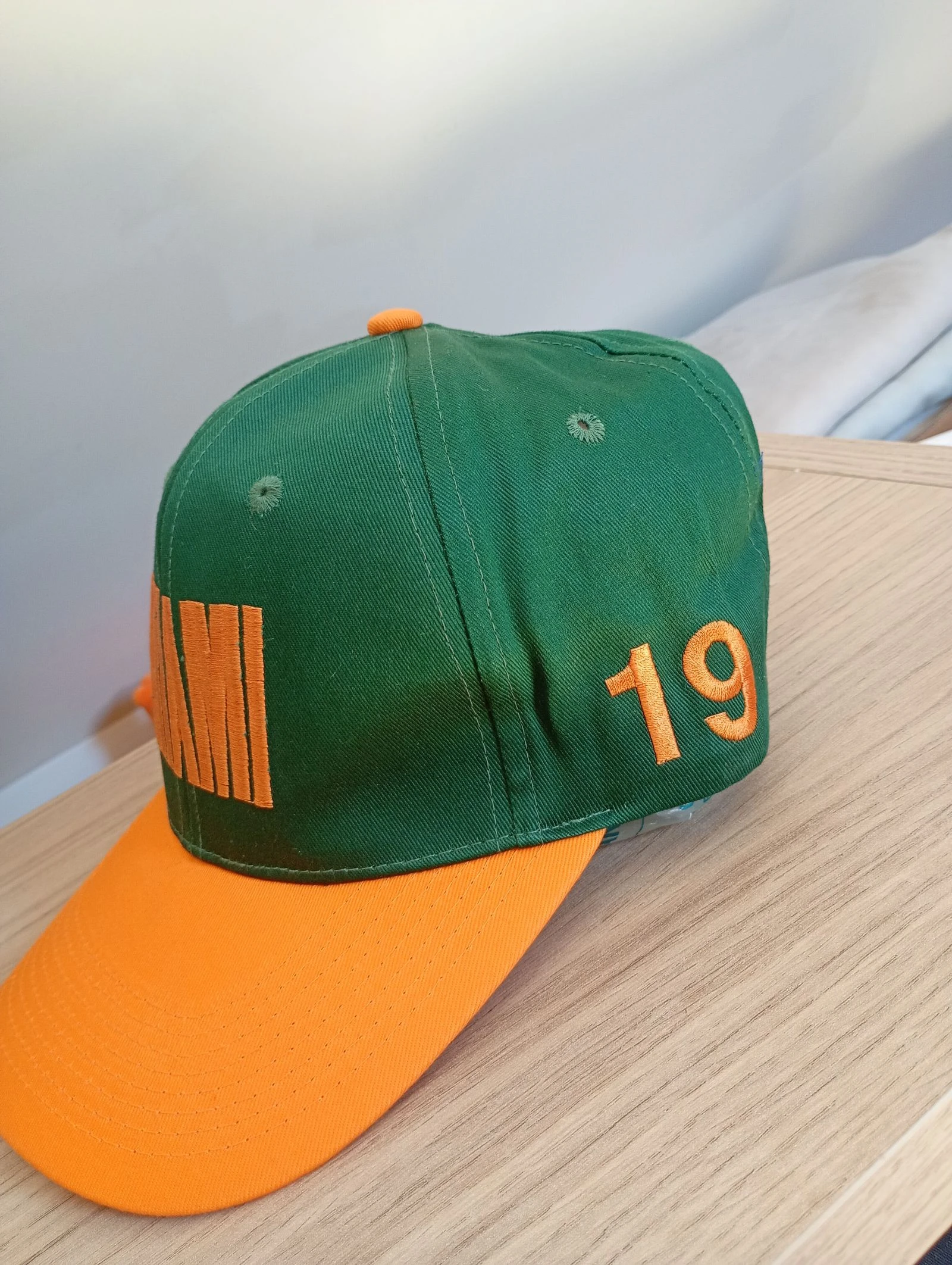 Casquette vintage années 90 snapback Miami verte et orange réglable  – photo 5